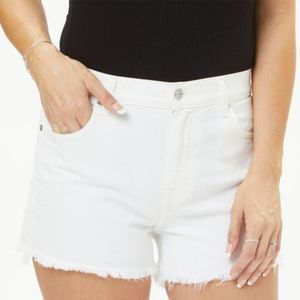 SEVEN 7 Jeans White Frayed Hem 15" Denim Shorts Size 14